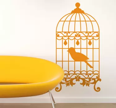 Vinilo decorativo jaula pájaro vintage - TenVinilo