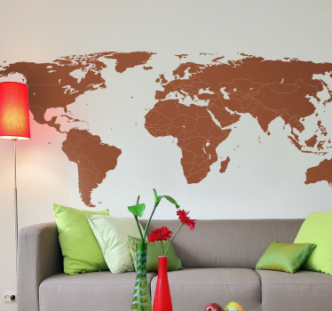 Vinilo mapamundi decorativo fronteras - TenVinilo