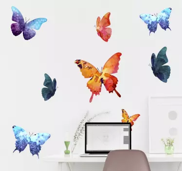 Vinilo decorativo mariposas acuarela - TenVinilo
