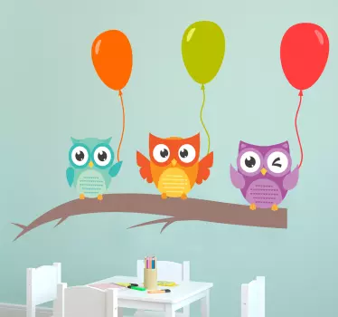 Vinilo decorativo pájaros con globos - TenVinilo