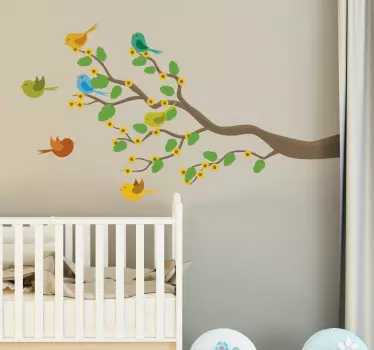 Vinilo decorativo pájaros en ramas - TenVinilo