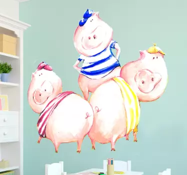 Vinilo decorativo para niños tres cerditos - TenVinilo