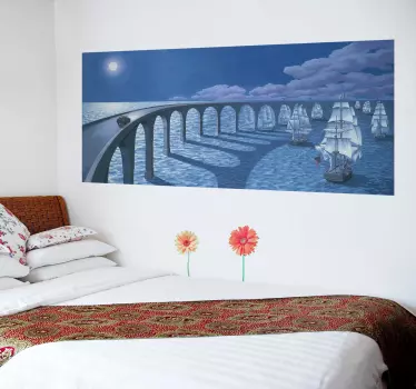Vinilo decorativo puente barcos ilusión - TenVinilo