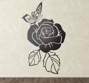Vinilo decorativo rosa y mariposa - TenVinilo