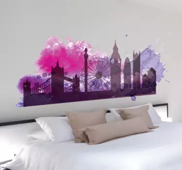 Vinilo decorativo silueta Londres acuarela - TenVinilo