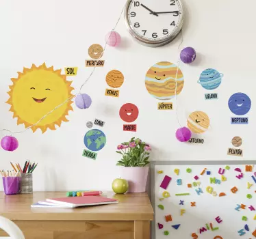 Vinilo adhesivo infantil sistema solar  - TenVinilo