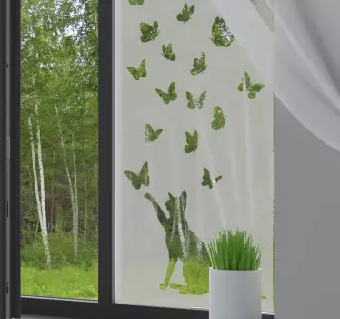 Vinilo decorativo de ventana de mariposas - TenVinilo