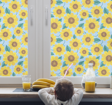 Vinilo adhesivo ventana con motivos de girasol - TenVinilo