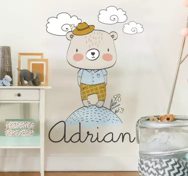 vinilo decorativopersonalizable oso en el campo - TenVinilo