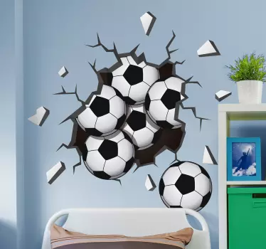 Vinilo fútbol pelotas cayendo de la pared - TenVinilo