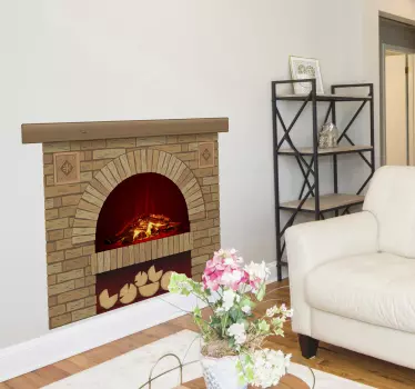 Vinilo 3d efectos visuales chimenea de ladrillo - TenVinilo