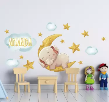 Vinilo elefante dormido animal decoración de la pared - TenVinilo