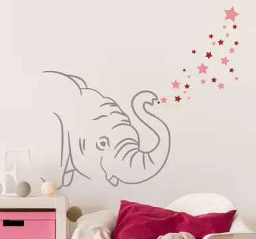 Vinilo elefante trompa estrellas - TenVinilo