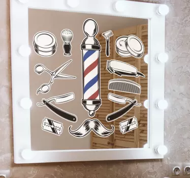 Vinilo espejo de instrumentos de barbero - TenVinilo