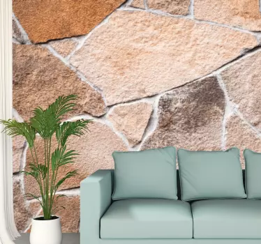 Vinilo estampado para pared Ladrillos de piedra irregulares de co - TenVinilo