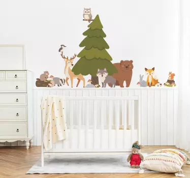 Vinilo dormitorio infantil animales del bosque - TenVinilo