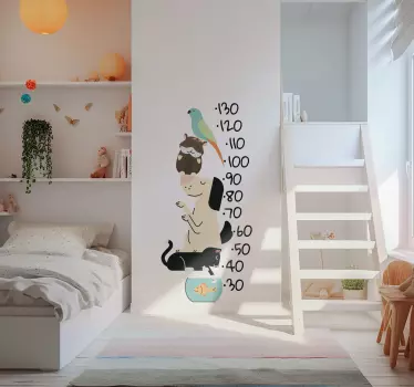 Vinilo dormitorio infantil medidor de altura de mascotas - TenVinilo