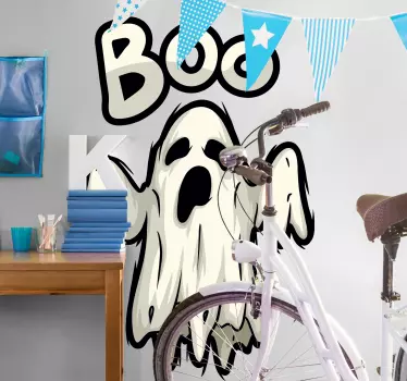 Vinilo Halloween fantasma asustando boo - TenVinilo