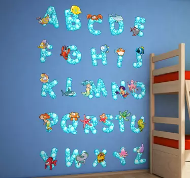 Vinilo infantil abecedario océano - TenVinilo