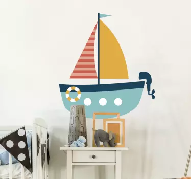 Vinilo infantil barquita con motor - TenVinilo