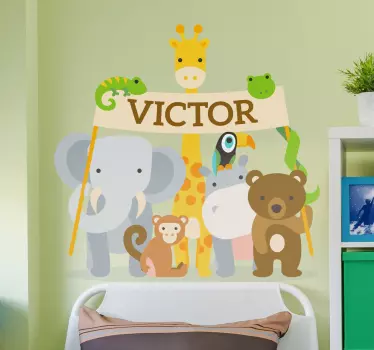 Vinilo infantil bienvenida animal - TenVinilo