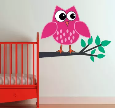 Vinilo infantil búho rosa - TenVinilo