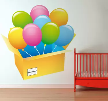 Vinilo infantil caja de globos - TenVinilo