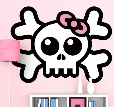 Vinilo infantil calavera con lazo - TenVinilo