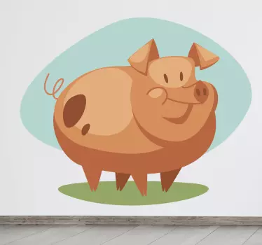 Vinilo infantil cerdo retro - TenVinilo