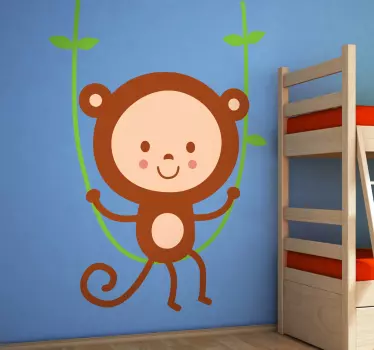 Vinilo infantil chimpancé columpio - TenVinilo