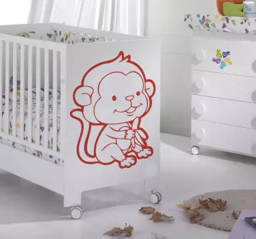 Vinilo infantil chimpance y platano - TenVinilo