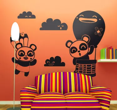 Vinilo infantil cielo pandas - TenVinilo