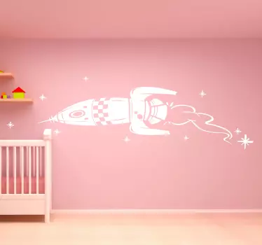 Vinilo infantil cohete ilustración - TenVinilo