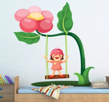 Vinilo infantil columpio de flor - TenVinilo