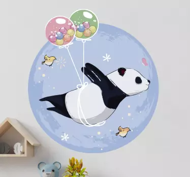 Vinilo infantil de dibujo panda volando - TenVinilo