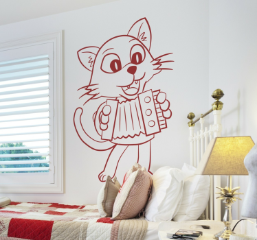 Vinilo infantil de gatito y acordeón - TenVinilo