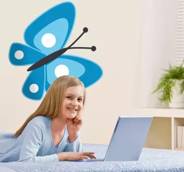 Vinilo infantil dibujo mariposa azul - TenVinilo