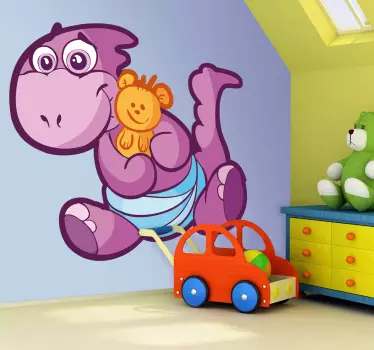 Vinilo infantil dinosaurio bebé lila - TenVinilo