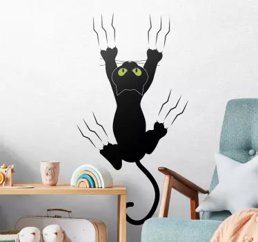 Vinilo infantil gato en la pared - TenVinilo