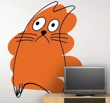 Vinilo infantil gato trazo naranja - TenVinilo