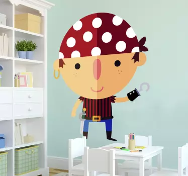 Vinilo infantil ilustración de un pirata - TenVinilo