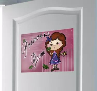 Vinilo para puerta ilustración princess room - TenVinilo