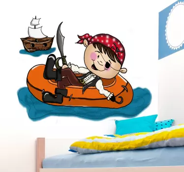 Vinilo infantil lancha pirata - TenVinilo