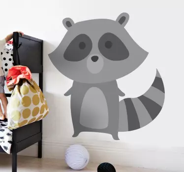 Vinilo infantil mapache gris - TenVinilo