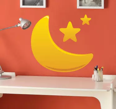 Vinilo infantil media luna y estrellas - TenVinilo
