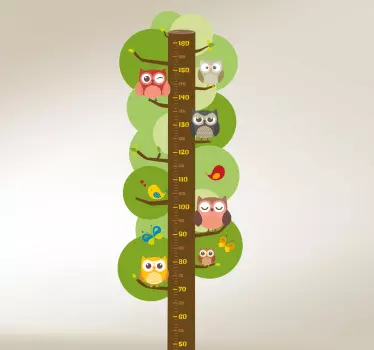 Vinilo infantil medidor búhos nórdicos - TenVinilo