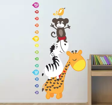 Vinilo infantil medidor castillo animal - TenVinilo