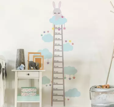 Vinilo pared medidor escalera y conejo - TenVinilo