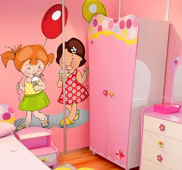 Vinilo infantil niñas globos y helados - TenVinilo