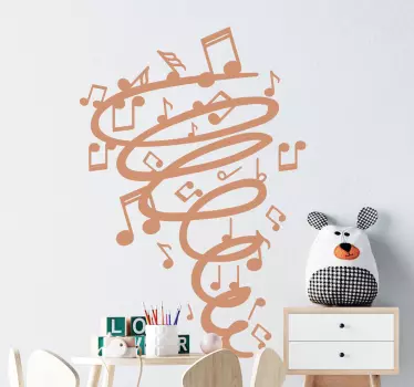 Vinilo para niños notas musicales en remolino - TenVinilo